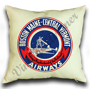 Boston Maine Central Vermont 1930's Bag Sticker Linen Pillow Case Cover