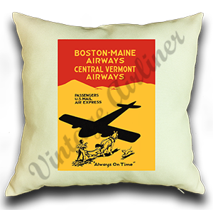 Boston Maine Central Vermont 1935 Timetable Cover Linen Pillow Case Cover