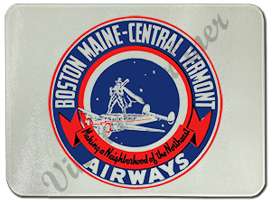 Boston Maine Central Vermont Airlines Bag Sticker Glass Cutting Board