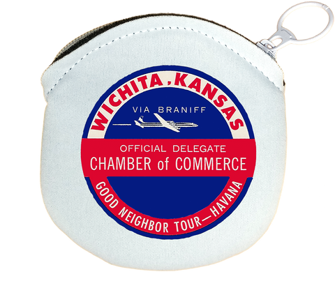 Braniff International Wichita Kansas Chamber Sticker Jets Round Coin Purse
