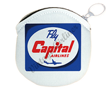 Capital Airlines 1950's Vintage Bag Sticker Round Coin Purse