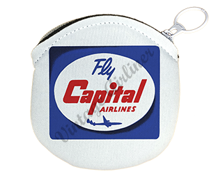 Capital Airlines 1950's Vintage Bag Sticker Round Coin Purse