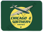 Chicago & Southern Airlines 1940's Timetable Cover Glass Cutting Board