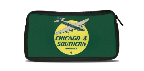 Chicago & Southern Airlines 1940's Timetable Bag Sticker Travel Pouch