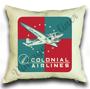 Colonial Airlines Vintage Bag Sticker Linen Pillow Case Cover