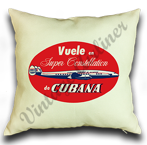 Cubana Airlines 1950's Vintage Bag Sticker Linen Pillow Case Cover