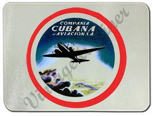 Cubana Airlines 1930's Vintage Bag Sticker Glass Cutting Board