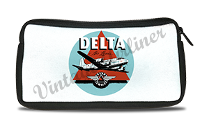 Delta Air Lines Vintage 1950's Light Blue Bag Sticker Travel Pouch