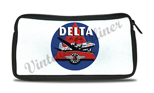 Delta Air Lines Vintage 1950's Dark Blue Bag Sticker Travel Pouch