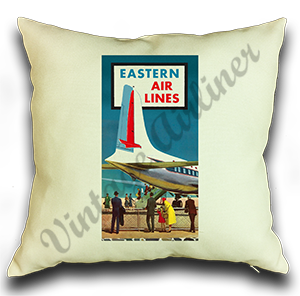 Eastern Air Lines Vintage Timetable Linen Pillow Case Cover