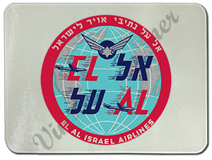 El Al Airlines Vintage Bag Sticker Glass Cutting Board