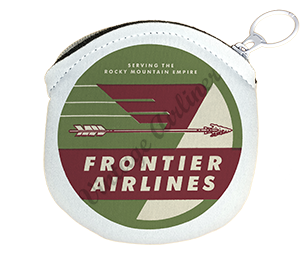 Frontier Airlines 1950's Vintage Bag Sticker Round Coin Purse