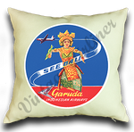 Garuda Indonesian Airlines 1950's Bali Bag Sticker Linen Pillow Case Cover