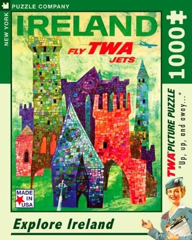 Ireland TWA Travel Poster Travel Puzzle by New York Puzzle Company - (1,000 pieces)