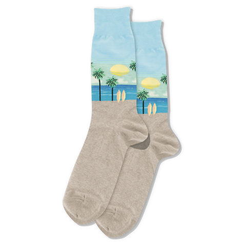 Beach Men's Travel Themed Crew Socks