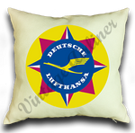 Lufthansa Airlines 1950's Vintage Bag Sticker Linen Pillow Case Cover