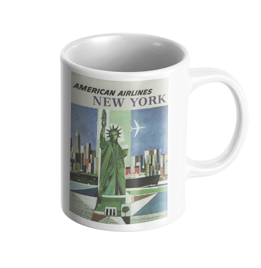 American Airlines Vintage 1960's New York City Coffee Mug  Airline  Employee Shop
