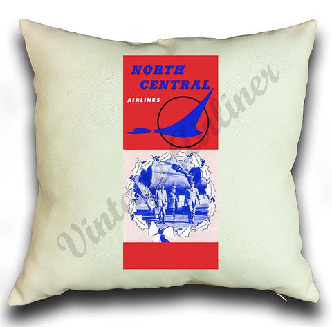 North Central Airlines Vintage Pillow Case Cover