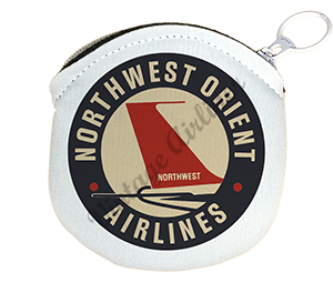Northwest Orient Airlines Vintage 1950's Bag Sticker Round Coin Purse