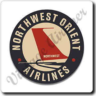 Northwest Orient Airlines 1950's Vintage Square Coaster