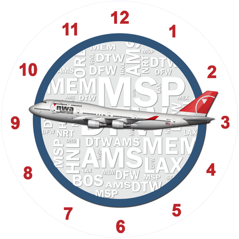 Northwest Airlines 747-400 Last Livery Wall Clock