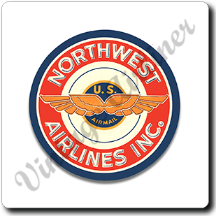 Northwest Airlines Vintage Airmail Sticker Square Coaster
