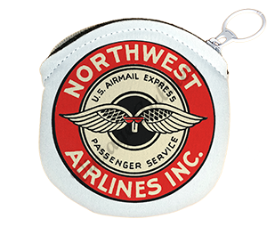 Northwest Airlines 1940's Vintage Bag Sticker Round Coin Purse
