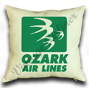 Ozark Airlines Green Swallow Logo Linen Pillow Case Cover