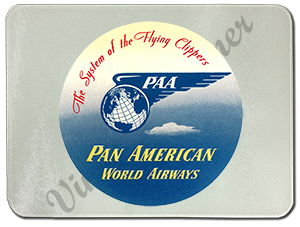 Pan Am 1930's Vintage Bag Sticker Glass Cutting Board