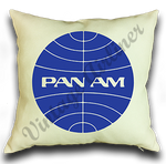 Pan Am Blue Globe Logo Linen Pillow Case Cover