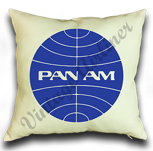 Pan Am Blue Globe Logo Linen Pillow Case Cover