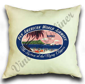 Pan American World Airways Hawaii Vintage Linen Pillow Case Cover