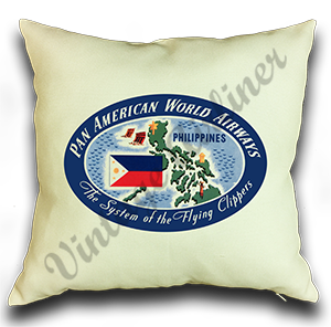 Pan American World Airways Philippines Vintage Linen Pillow Case Cover