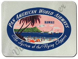 Pan Am Vintage Hawaii Bag Sticker Glass Cutting Board