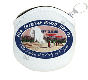 Pan American Airways Vintage New Zealand Bag Sticker Round Coin Purse