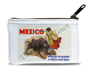 Pan American World Airways Vintage Mexico Bag Sticker Rectangular Coin Purse