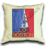 AA Boston Travel Poster Linen Pillow Case Cover