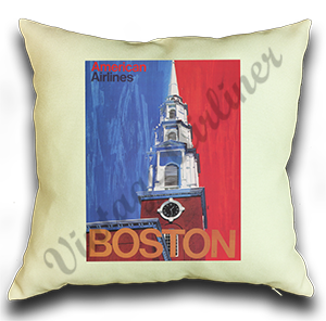 AA Boston Travel Poster Linen Pillow Case Cover