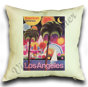 AA Los Angeles Travel Poster Linen Pillow Case Cover