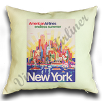 AA New York City Travel Poster Linen Pillow Case Cover