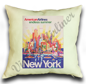 AA New York City Travel Poster Linen Pillow Case Cover