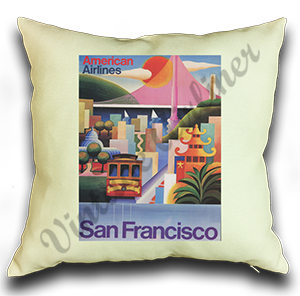 AA San Francisco Travel Poster Linen Pillow Case Cover
