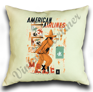 AA Mexico Travel Poster Linen Pillow Case Cover