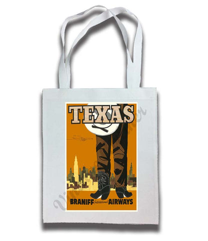 Braniff Airways Texas 1960's Travel Poster Tote Bag