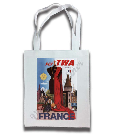 Fly TWA France Couture Original Travel Poster Tote Bag