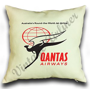 QANTAS Airways 1950's Vintage Linen Pillow Case Cover