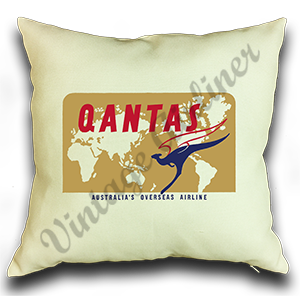 QANTAS 1960's World Map Linen Pillow Case Cover