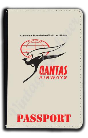 QANTAS Airways 1950's Vintage Bag Sticker Passport Case