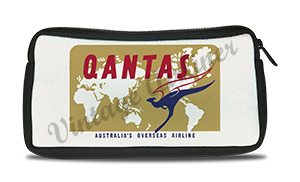 QANTAS 1960's World Map Bag Sticker Travel Pouch