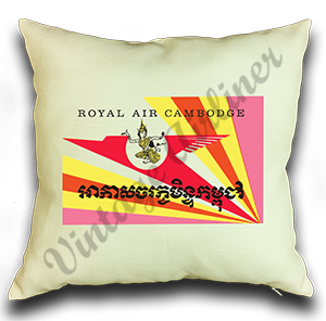Royal Air Cambodge Vintage Linen Pillow Case Cover